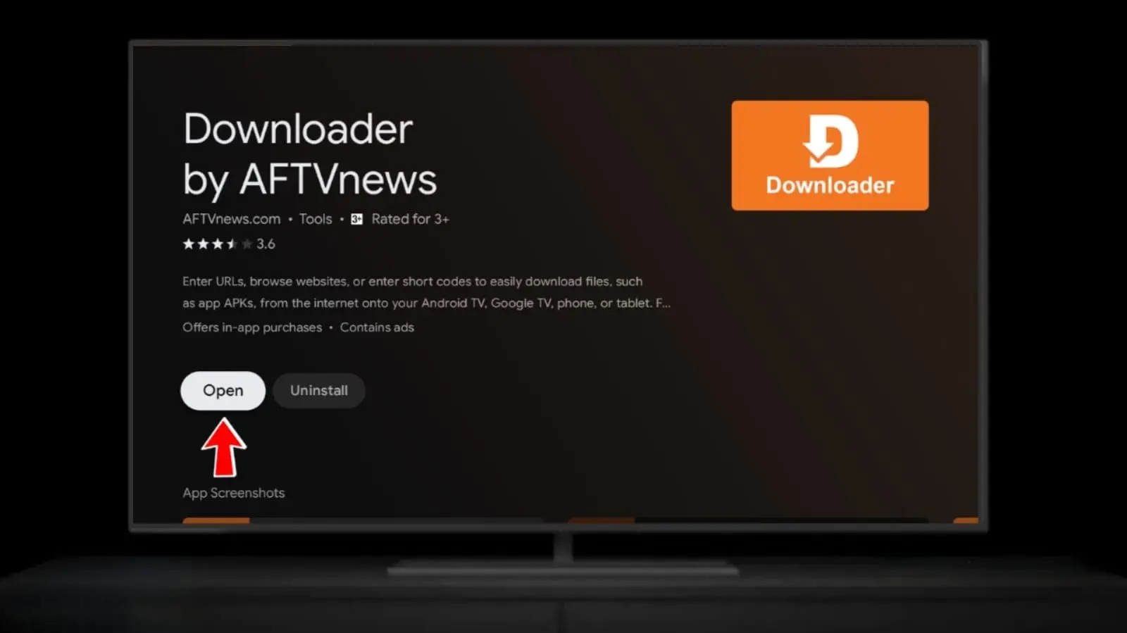 فتح تطبيق Downloader